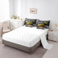 thumbnail image 5 of Homewish Yellow Sport Car Bedding Comforter Set 7-Piece for Kids Children Teens,Car Theme King Bedding Sets,Geometric Plaid Gird Ultra Soft Bed Sheets,Lightweight Room Decor,Reversible, 5 of 8