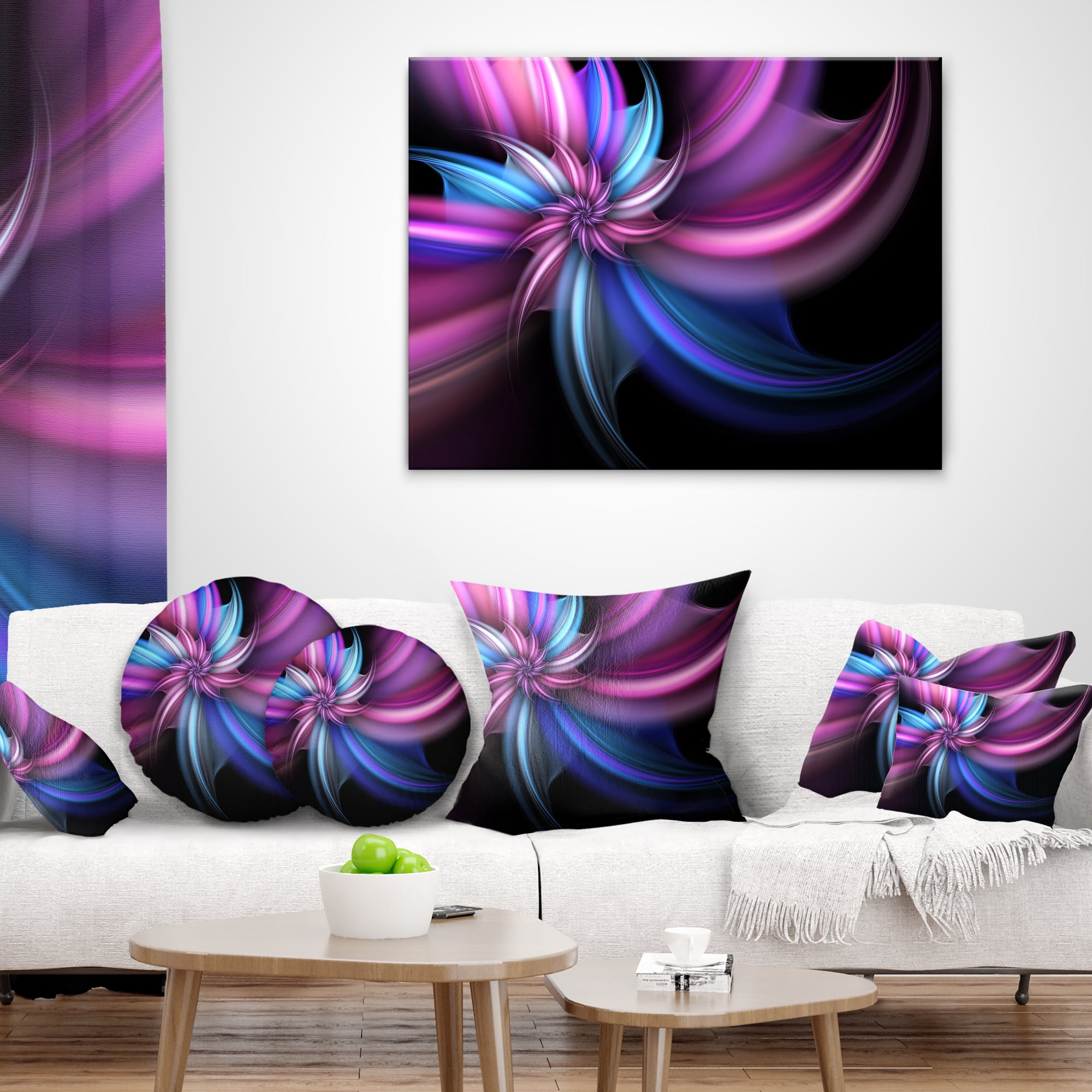Designart 12" x 20" Blue Polyester Throw Pillow