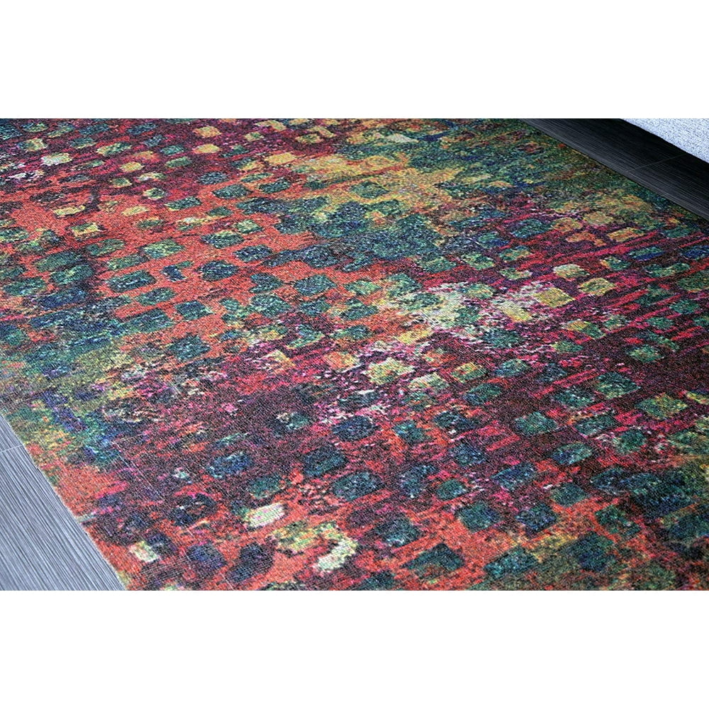 Multicolor Printed 5x7' Modern Abstract Wool Area Rug for Living Room