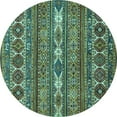 thumbnail image 1 of Ahgly Company Indoor Round Abstract Turquoise Blue Modern Area Rugs, 6' Round, 1 of 4