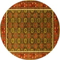 thumbnail image 1 of Ahgly Company Machine Washable Indoor Round Oriental Yellow Industrial Area Rugs, 8' Round, 1 of 4