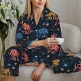 thumbnail image 6 of Pofeuu cartoon doodle octopus Print Womens Pajamas Set Long Sleeve Sleepwear Button Down Nightwear Soft Pj Lounge Sets Button Down Pajamas Women-X-Large, 6 of 7