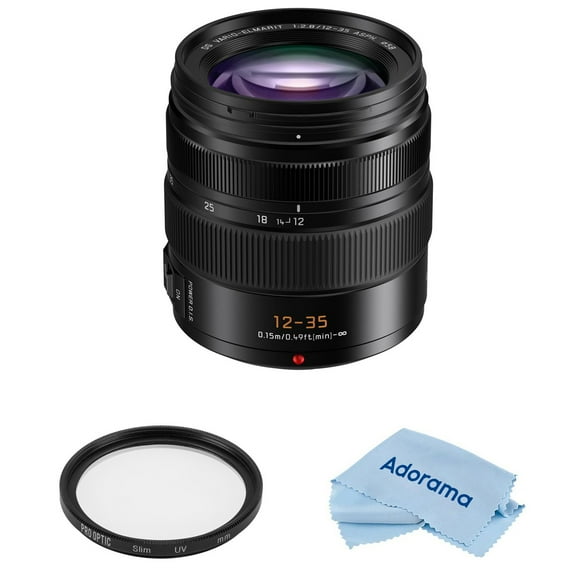 LUMIX G X Leica DG Vario-Elmarit 12-35mm f/2.8 Aspherical Lens for Micro Four Thirds Bundle with 58mm Multi Coated UV Slim Filter, Microfiber Cleaning Cloth