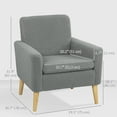 thumbnail image 3 of HOMCOM Teddy Accent Chair Upholstered Modern Armchair w/ Wood Legs Grey, 3 of 10