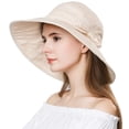 thumbnail image 1 of Comhats Sombrero plegable de algodón para el sol para mujer, protección UV, ala ancha, playa, jardinería, viajes, 54-64CM, 1 of 1