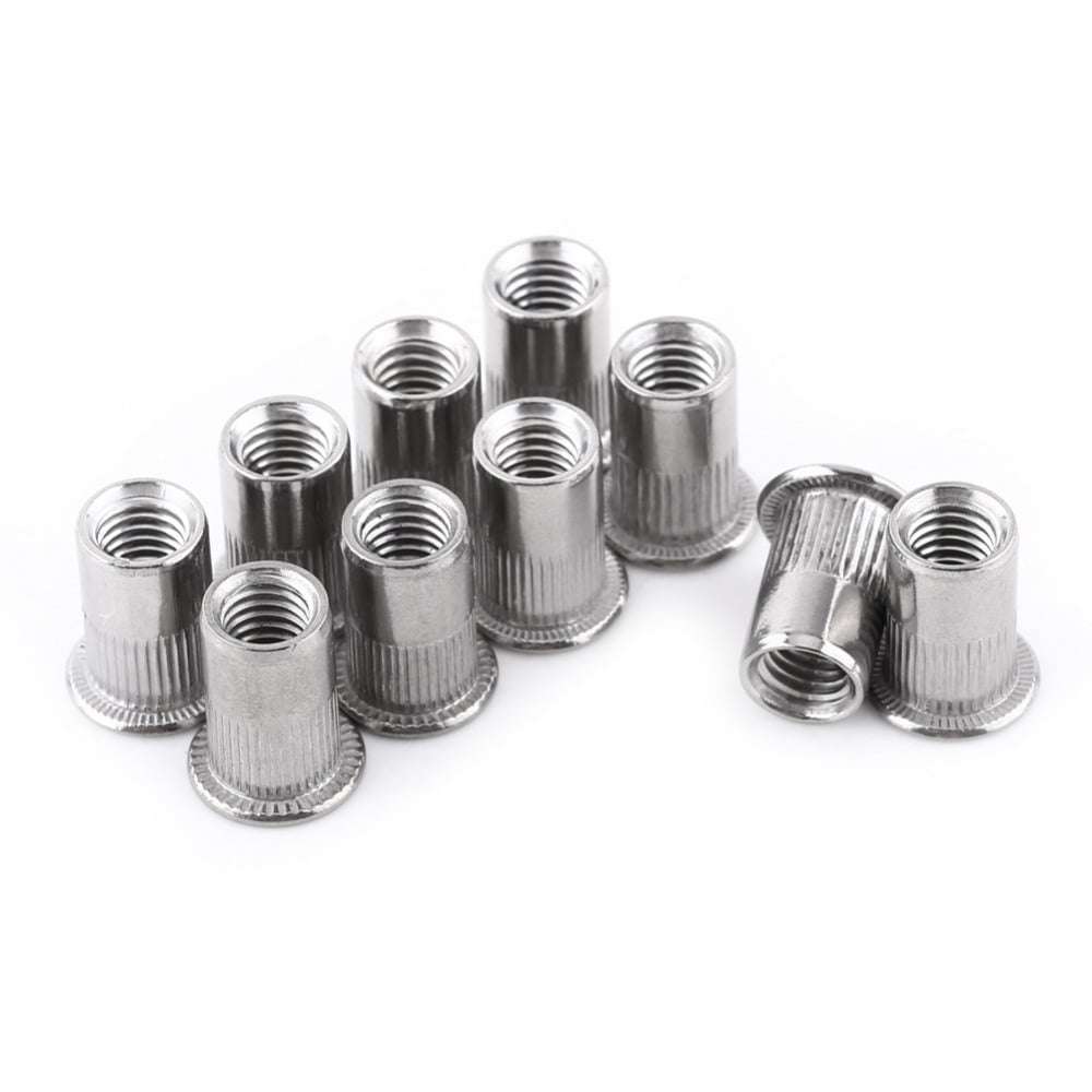 20Pcs M3-M8 Stainless Steel Blind Rivet Nuts Flat Head Threaded Insert ...