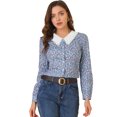 thumbnail image 1 of INSPIRE CHIC Women's Button Down Long Sleeves V Neck Floral Blouse, 1 of 6