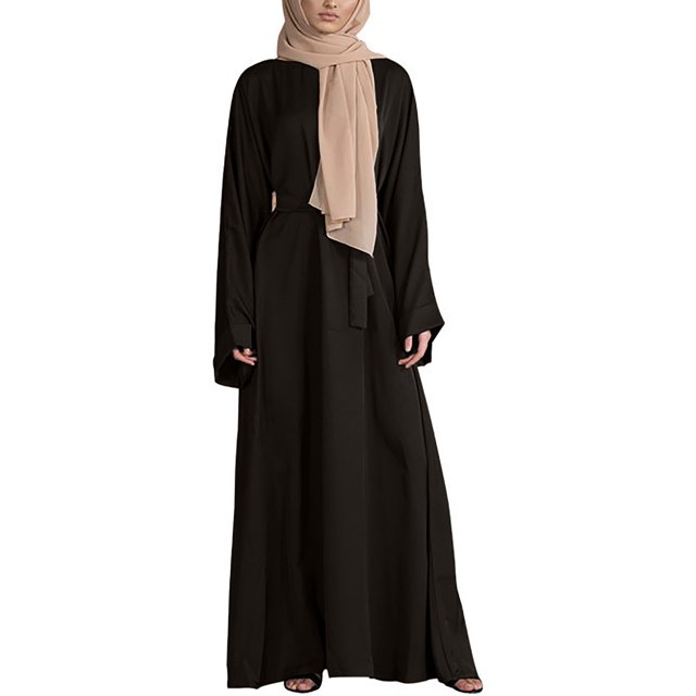 Maxi Robe pour Femmes Manches Longues Col Rond Couleur Unie Décontractée Simple Ample Longue Robe Fluide Ceinturée Automne
