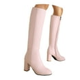 thumbnail image 3 of Xiaoxatg Women's Mid-Calf Boots Square Toe Side Zipper Heel Knee High Boots for Fashion-Forward Women 7 Pink, 3 of 9