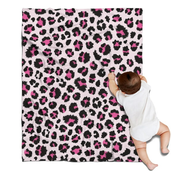 Pink and Black Of Leopard Print Blanket,Comfortable Soft Flannel Throw Blanket,All Season,Warm Lightweight Blankets for Sofa Bed Couch Living Room Chair,30"x40"