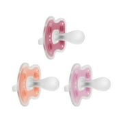 Dr. Brown's Advantage One-Piece Silicone Baby Pacifier, Fully Symmetrical Soother, Coral/Light Pink/Pink, 6-18m, BPA Free, 3-Pack