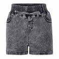 thumbnail image 4 of Women's High Waisted Jean Shorts, 2025 Stretchy Casual Drawstring Denim Mini Shorts with Pockets Padded Bike Shorts Gray S, 4 of 7