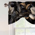 thumbnail image 5 of Tie Up Valances for Windows, Black Gold Flower Adjustable Valance Curtains Window Treatment for Living Room, Gradient Luxurious Floral Botanical Rod Pocket Kitchen Curtains & Drapes 54x18 Inch, 5 of 9