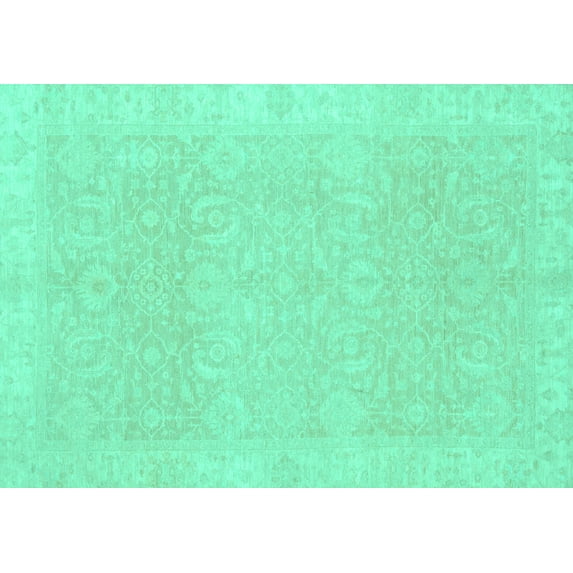 Ahgly Company Indoor Rectangle Oriental Turquoise Blue Traditional Area Rugs, 2' x 4'