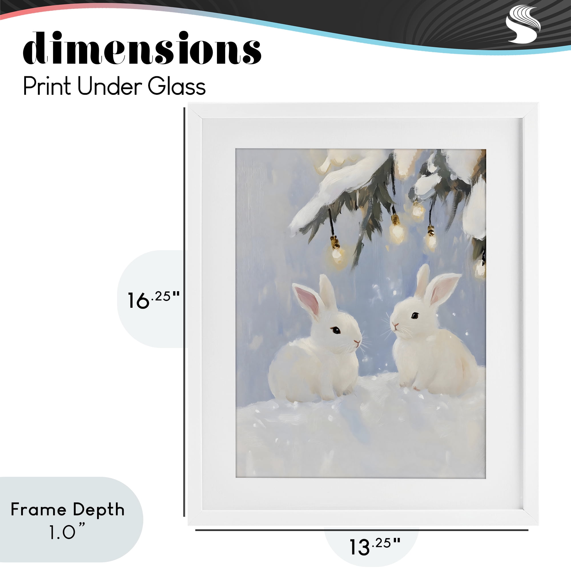 Stupell Industries Winter Bunnies Under Twinkling Lights White Framed Print Under Glass, design by The Prints Vibe