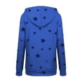 thumbnail image 4 of LUXUR Ladies Sweatshirt Stars Print Pullover Drawstring Hoodies Loose Fit Hooded Tops Long Sleeve Peacock Blue M, 4 of 7