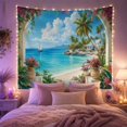 thumbnail image 2 of White Archway With Sailboat and Blue Shutter House, Serene Coastal Style for Beach Lovers, Tropical Wall Art, Housewarming Gift, Tapestry Wall Hanging for Bedroom and Living Room, 2 of 6