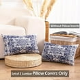 thumbnail image 2 of Boho Room Decor Navy Blue and White Velvet Lumbar Pillow Covers 12x20 Set of 2 Blue Modern Farmhouse Lumbar Pillows for Living Room Couch and Sofa, 2 of 6