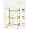 thumbnail image 2 of DreamyHM Bar Cart, Home Bar Serving Cart, Small Bar Cart with 3-Tier Shelf, Wine Holders, Glass Holders, Bar Cart for Small Spaces, Kitchen, Living Room, 15 x 23.6 x 36.2 Inches, Gold, 2 of 5