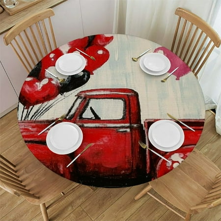 

Patifu Hearts Balloons Round Tablecloth Stain-Resistant & Washable for Home Kitchen Parties Holiday Dinner Waterproof Fabric 31 -35