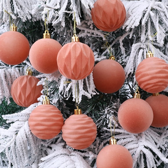 Seyotauo 12 pcs Flocked Christmas Balls, P Multicolor Decorations, Soft Velvet Ornaments with Hanging Hooks, for Trees, Windows, Home Décor, Holiday Parties