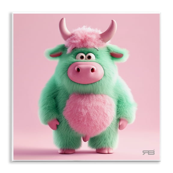 Stupell Industries Silly Green Cow Animals Painting Unframed Art Print Wall Art, 12 x 12