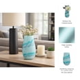 thumbnail image 5 of Decorative Glass Vase for Living Room Decor - Coastal Flower Vase for House, Bedroom, or Office Bookcase Display - Home Decor Accent for Dining Room Table or Bathroom Styling - 12", Blue, 5 of 14