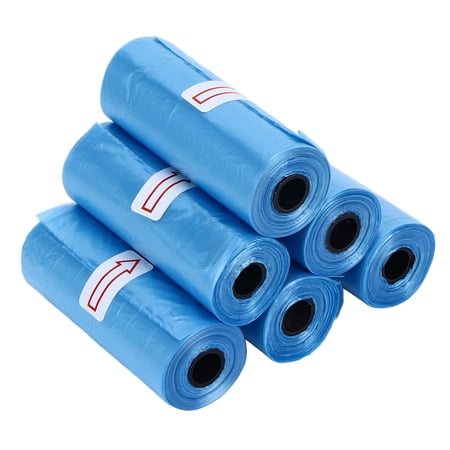 LAZIOEGR 6‑Roll Leak‑Proof Thick Pet Waste Bags 15‑Bag Roll Portable Blue Easy‑Tear Odour‑Free Ideal for Dogs & Cats