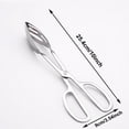 thumbnail image 2 of 2Pcs Stainless Steel Salad Tongs, 10" Ergonomic Scissor-Tong, Dual Function Spoon Head, Slotted & Solid Spoon Combination, Commercial Grade, BBQ Pasta Tongs (Silver), 2 of 7