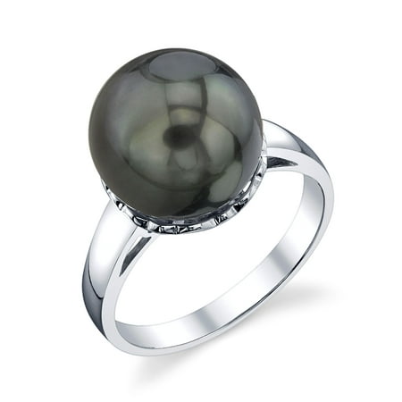 10 Mm Pearl Ring - 10mm Tahitian South Sea Cultured Pearl Laurel Ring