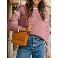 thumbnail image 6 of Women Crewneck Sweaters Long Sleeve Knit Pullover Sweater Casual Fall Tops Pink L, 6 of 8