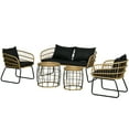 thumbnail image 3 of Outsunny 5 Piece PE Rattan Outdoor Furniture Set w/ Stacking Tables, Black, 3 of 10