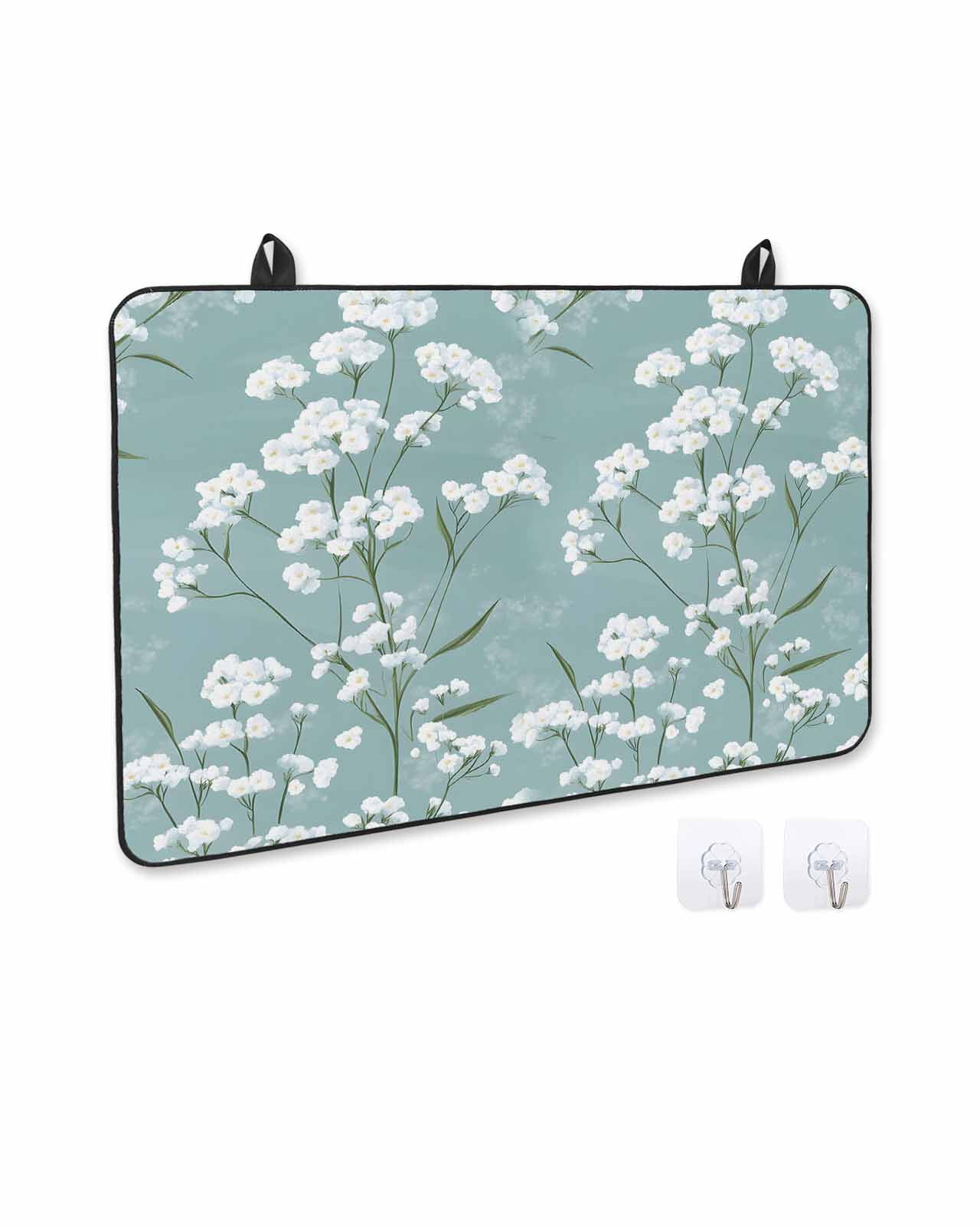 nqOlkjepod Large Induction Cooktop Protector Mat 36"x21", Cherry Blossoms Stove Top Covers for Electric Stove, Watercolor Flowers Spring Summer Stove Burner Cover Mats, Glass Top Stove Cover