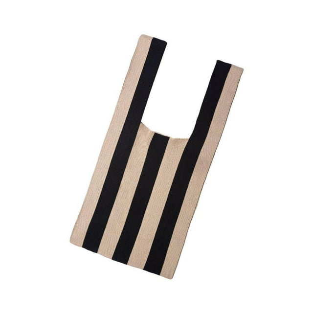 Stripe Pattern Lady Shoulder Bag Bag Bag Boho Open Handbag Daily Backpack Totes Hand Bag Women Totes Black Khaki