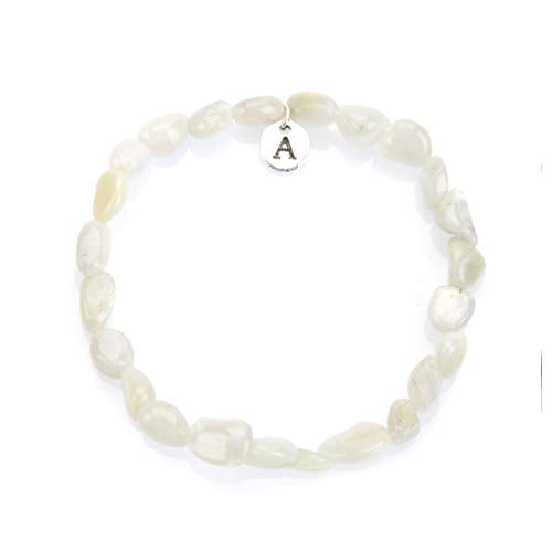 Adabele 1pc Real Natural White Blue Moonstone Gemstone Beaded Bracelet 7.5 inch Irregular Chakras Healing Crystal Rock Women Mom Gift GBX-B24