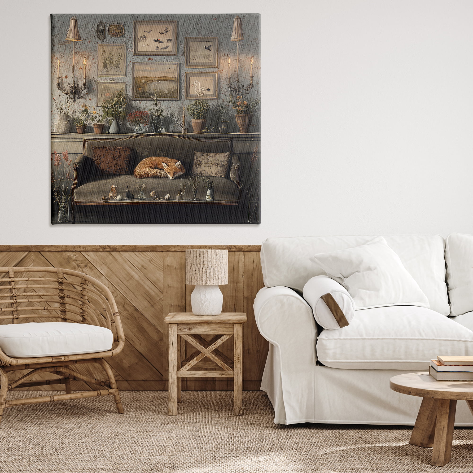 Stupell Industries Fox on Antique Sofa Canvas Wall Art, design by The Wands Want