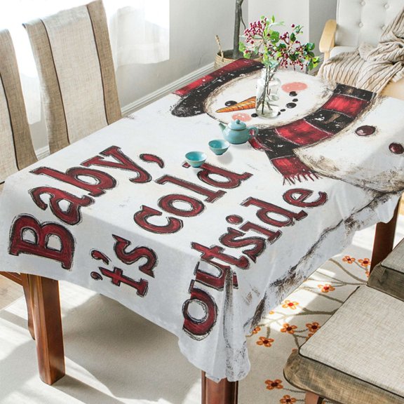 BZSMCE Square Tablecloth Lovely Snowman with Hat Pattern Tableclothes