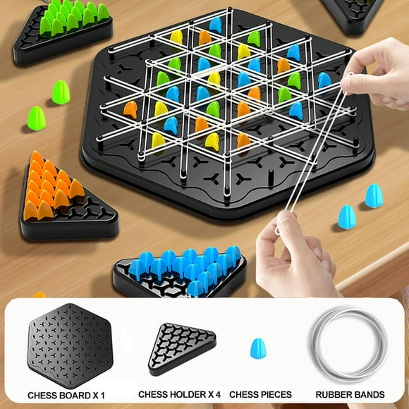 Yanluna Chain Triangle Chess Game Triggle Rubber Band Game Educational Interactive Game Battle Set For Family Party Gift