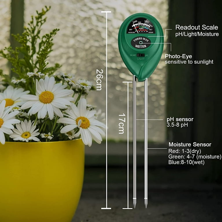 Moisture Meter for House Plants,Soil Moisture Meter,3-in-1 Soil Ph/Lihgt/Plant Water Meter for Indoor Plants & Outdoor Gardening, Farming Plants Care