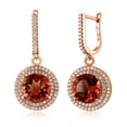 thumbnail image 3 of Gem Stone King 9.36 Ct Round Red Garnet 18K Rose Gold Plated Silver Earrings, 3 of 3