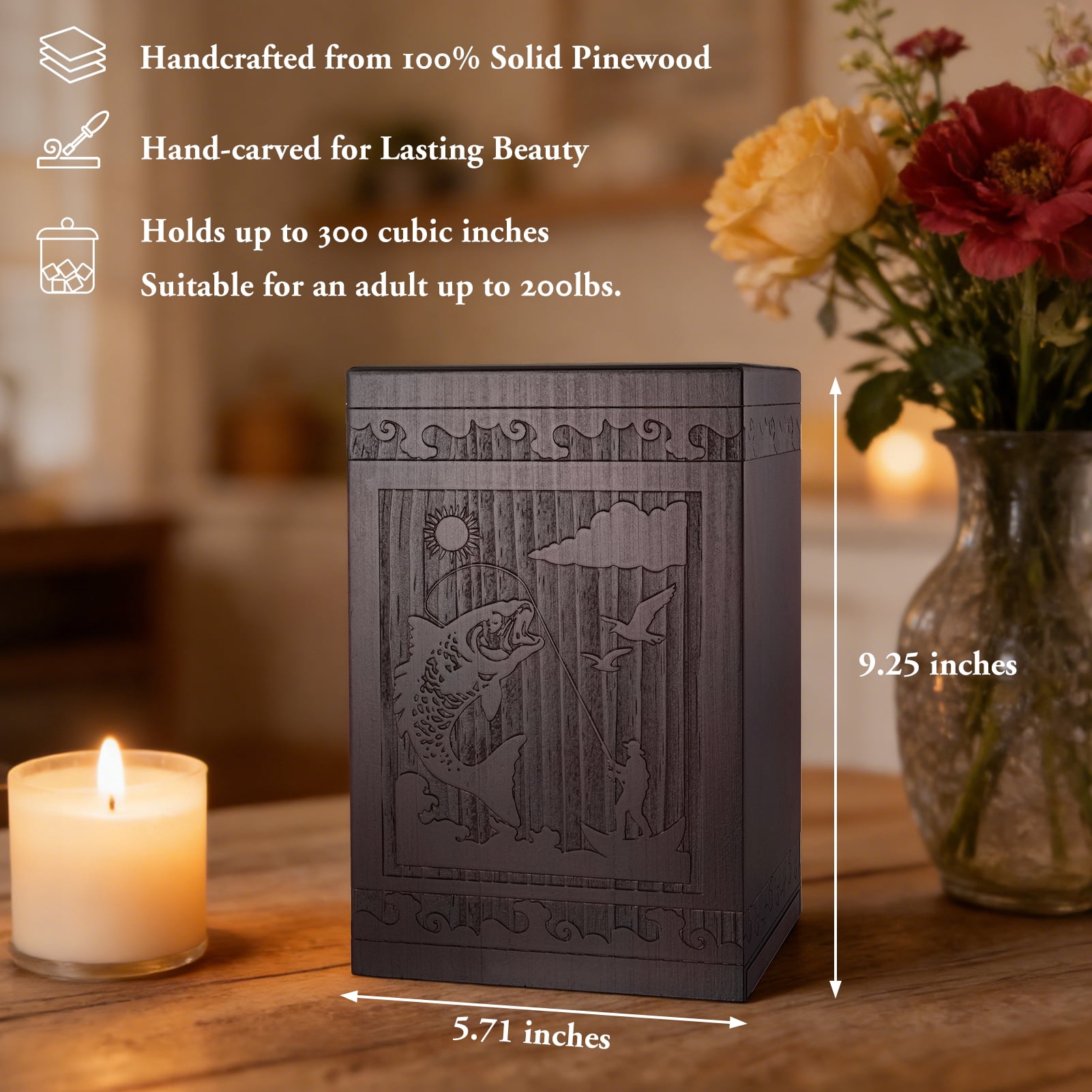 XIUDA Cremation Urns for Human Ashes Adult Male Female, Wooden Tree of Life Medium Keepsake Urns for Ashes, Burial Funeral Memorial Decorative Urns for Men Women Pets Dog Urn- Up to 200 lbs
