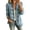 *Blue, variant on Women's Stand Collar Ruff Trim Button Down Denim Jacket, Long Sleeve Casual Jean Coat Sky Blue,Women's Plus S
