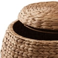 thumbnail image 5 of Casafield Round Storage Basket with Lid, Cinnamon - Handwoven Water Hyacinth Hamper Organizer for Laundry, Blankets, Plants, 5 of 7