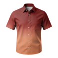 thumbnail image 5 of Gradient Print Casual Shirt for Men Short Sleeve Button Up Pocket Tee Summer Beach Lightweight Breathable Loose Fit Top Vacation Travel Out Activities Comfortable Cool Mens Watermelon Red 4XL, 5 of 6