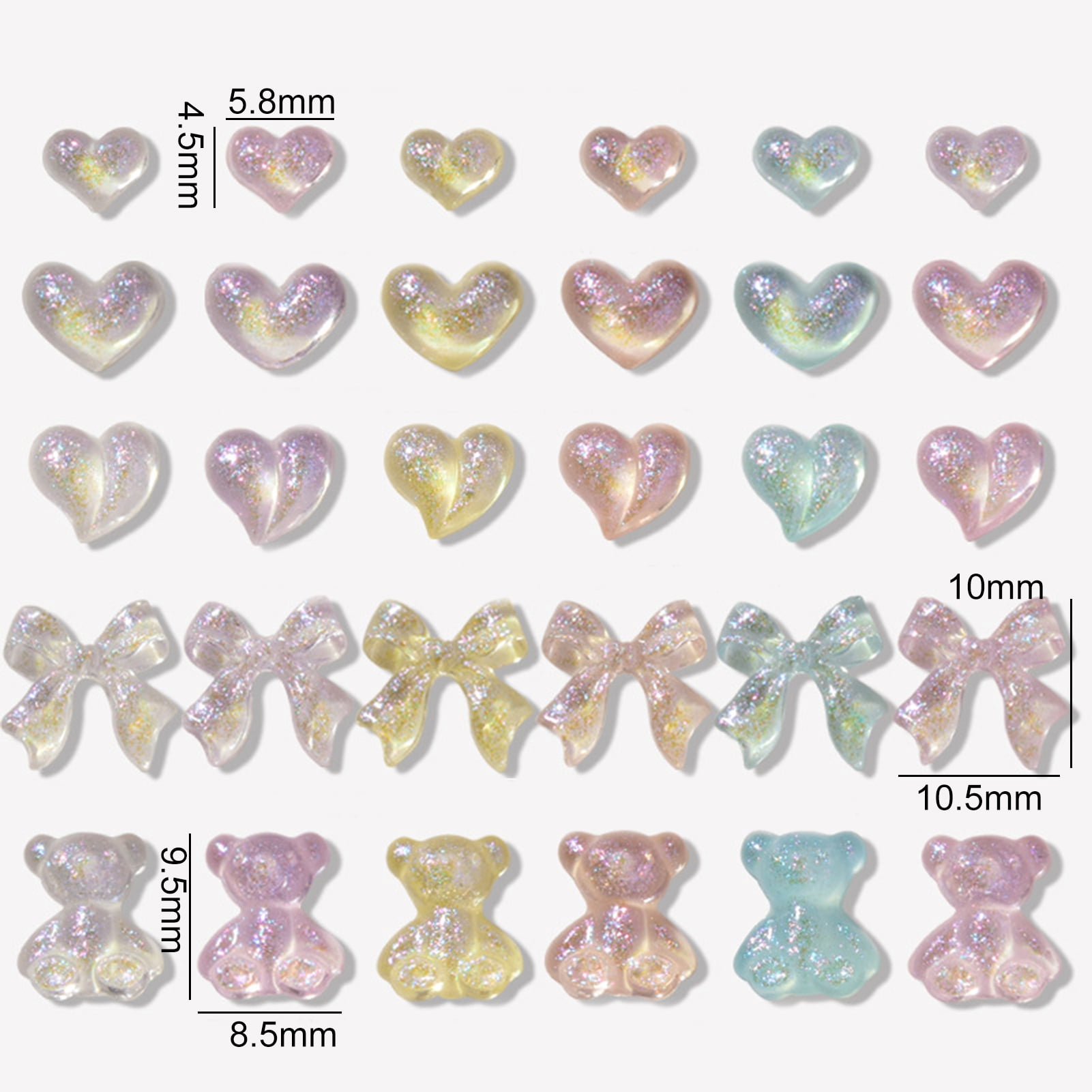 Bear Zircon Dangling Heart 3D Nail Charms For Nail Art Accessories - Yahoo  Shopping