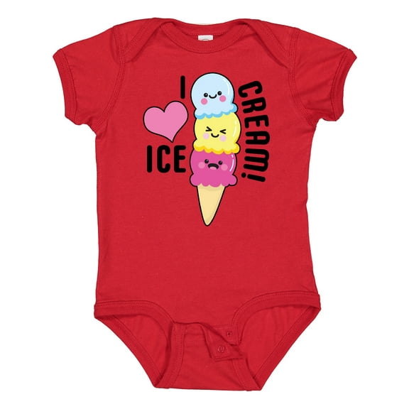 Inktastic I Love Ice Cream with Cute Ice Cream Cone Boys or Girls Baby Bodysuit
