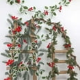 thumbnail image 4 of Winter Holly Leaf Garland with Red Berries Pinecones Poinsettia - Artificial Christmas Greenery Garland for Mantle Fireplace Stairs Decor, Outdoor Indoor Xmas Holiday Wedding Party Home Decoration, 4 of 4