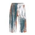 thumbnail image 4 of Mlqidk Pedal Pushers for Women Floral Bermuda Shorts Dressy Casual Elastic Waist Knee Length Floral Bermuda Shorts Trendy Summer Linen Capri Pants with Pockets Cyan 3XL, 4 of 5