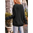 thumbnail image 4 of Soft Ribbed Knit Pocket Sweater Top Relaxed Loose Fit Oversized for Women Black Medium, 4 of 4