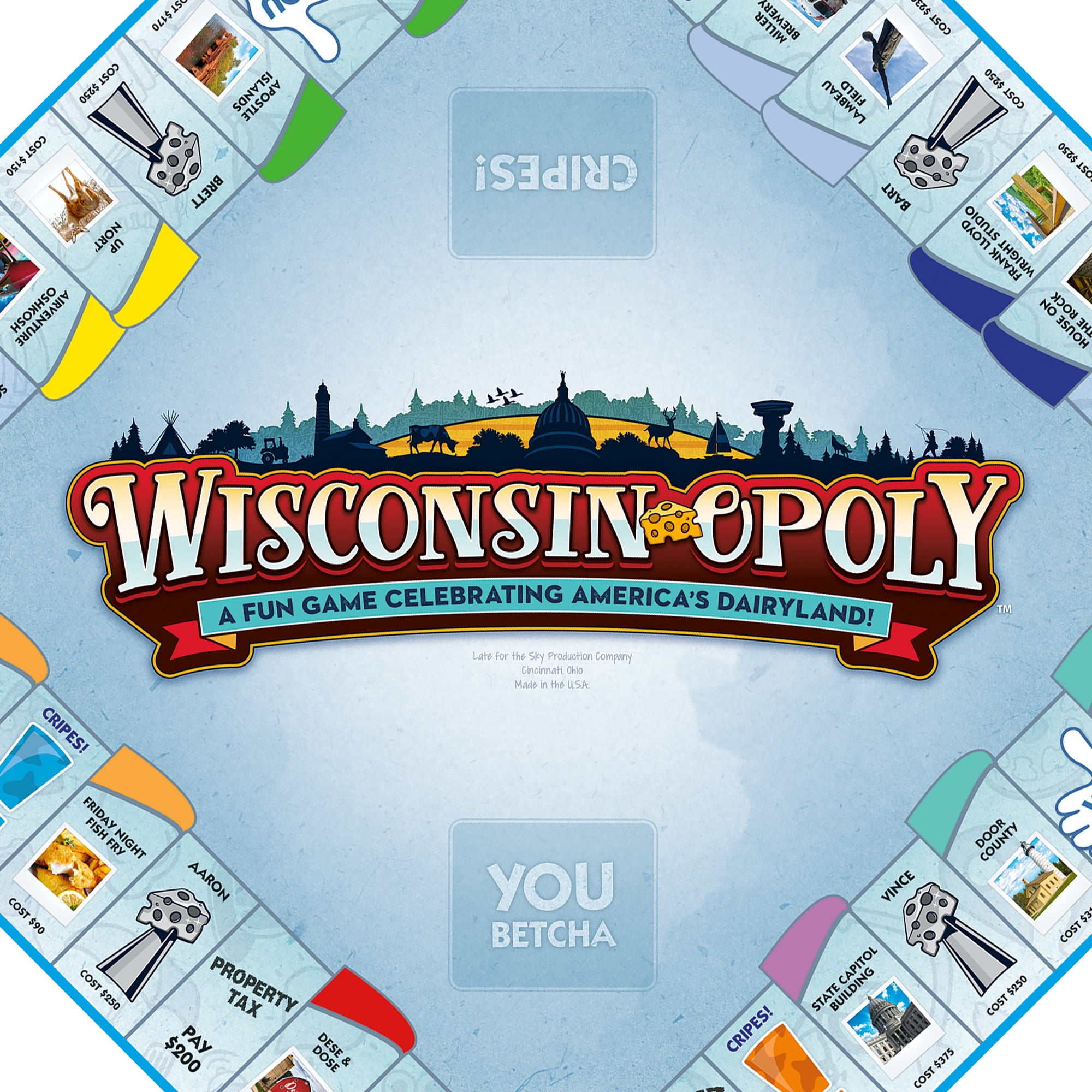 Late For The Sky - Wisconsin-opoly - Classic Board Game with a Wisconsin Twist - 2-6 Players